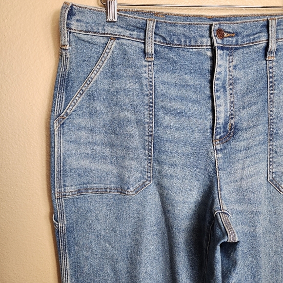 Lands End Wmns Recover High Rise Relaxed Straight Utility Blue Jeans |16x30| NEW - Picture 5 of 12